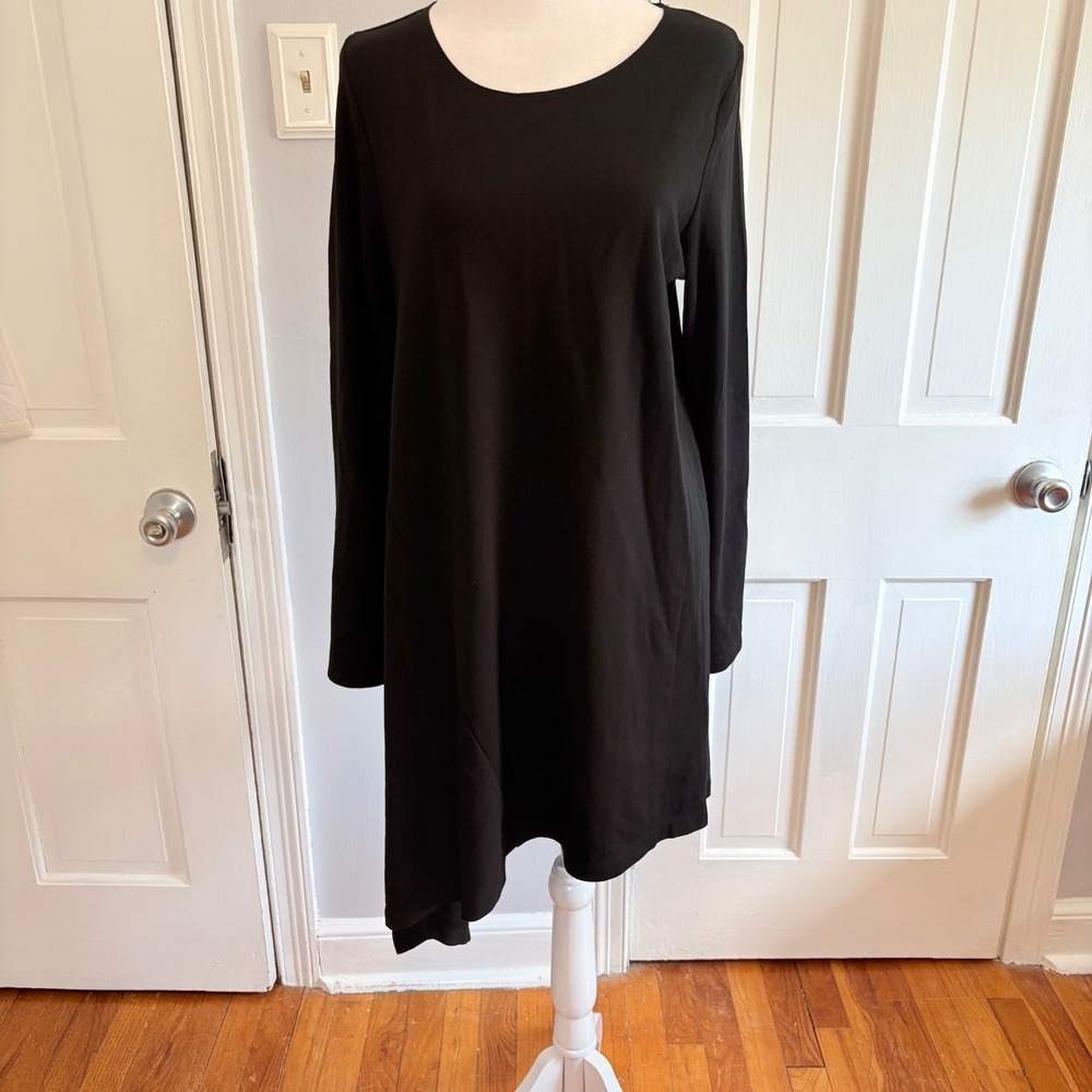 Bryn Walker Small Black Asymmetrical Lagenlook Dress Tunic Relaxed Artsy Boho